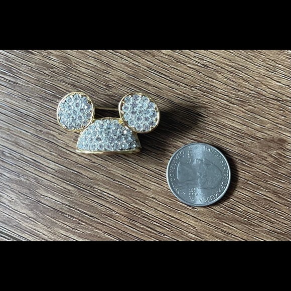 DISNEY-Vintage Gold & Crystal Mickey Ears PIN - Picture 3 of 9